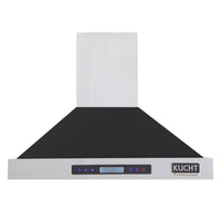 KUCHT KRH3015-K 30 po Hotte murale professionnelle - 900 CFM - Acier inoxydable/Noir-La hotte professionnelle est équipée de trois ventilateurs puissants pouvant atteindre 900 CFM, offrant plusieurs niveaux de débit d’air et captant la fumée et les odeurs de cuisson dans un fonctionnement silencieux