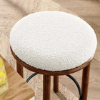 Modway - Fable Tissu Boucle Tabourets de comptoir - Ivoire de noyer - Ensemble de 2-Ossature en bois