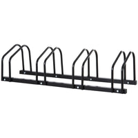 Soozier - Support de stationnement au sol pour 4 vélos, usage intérieur et extérieur - noir-Fabriqué en acier robuste pour une durabilité à long terme