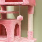 PawHut - arbre à chat 54 po avec poteaux à griffer, condos - rose-Balle jouet pour stimuler le jeu 