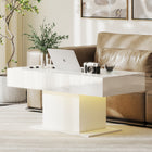 HOMCOM - Table basse extensible à LED - blanc brillant-Un grand compartiment caché garde votre salon sans encombrement et organisé