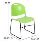 Flash Furniture - Chaise ultra-compacte empilable verte de la série HERCULES avec une et cadre enduit de poudre noire-Garantie à vie limitée sur le cadre