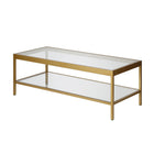 Hudson&Canal - Table basse rectangulaire Alexis (45 po de largeur) - Laiton-Le dessus a une capacité de poids de 60 lb, l'étagère peut supporter 40 lb