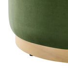 Modway - Tilden Grand velours rond de performance de 23" Rembourré Ottoman - Moss Green Natural-Capacité de poids : 506 lbs.