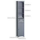 HOMCOM - Armoire colonne haute de salle de bain avec étagères et tiroir - gris-La partie inférieure comprend un tiroir et une armoire avec deux étagères intérieures 