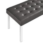 Modway - Loft Touffe Cuir végane Banc - Gris argenté-Capacité de poids : 660 lbs.