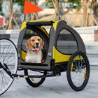 Aosom - Remorque de vélo pour chien avec attelage, roues pour chiens de taille moyenne, jaune-Fenêtres en maille pour garder l’espace ventilé et permettre aux animaux de regarder à l’extérieur 