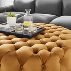 Modway - Amour Gros rond à boutons touffés Performance Velvet Ottoman - Cognac-Rembourrage en mousse dense