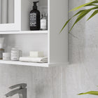 Kleankin - Armoire de salle de bain murale avec miroir, porte et étagère réglable - blanc-Porte magnétique avec forte aspiration, empêchant les objets de tomber   