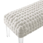 Modway - Prologue Tissé Performance Velvet Ottoman - Blanc-Glissements au pied sans marquer