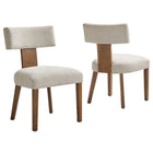 Modway - Nalani Tissu tapis Chaises de salle à manger Ensemble de 2 - Tissage à bruyère, ivoire brun foncé-Ensemble de chaise de salle à manger