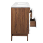 Modway - Render 48" Meuble de salle de bain à double lavabo - Blanc Noyer Blanc-Bassin à double évier en céramique