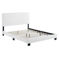 Modway - Celine Chenal Touffé Performance Velvet Lit de plateforme complet, Blanc-Lit de plateforme complet