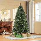 HOMCOM - Arbre de Pin Enneigé Artificiel 7 Pieds Décoration Noël avec Pommes de Pin-Plastique réaliste 986 branches, les embouts extérieurs utilisent notre technologie unique de moulage par injection pour créer un aspect plus réaliste, certains embouts sont en forme de pin 