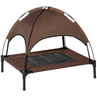 PawHut - Lit pour animal surélevé rafraîchissant avec auvent pour chiens de taille moyenne - 30 po L x 24 po l x 29 po H - café-Surélevé du sol pour plus de confort et permettre la circulation de l'air de tous les côtés 