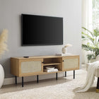 Modway - Cambria 60 po Meuble TV, Chêne-Tissage en rotin