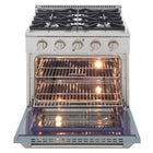 Kucht - 30 po Série KNG Cuisinière Pro Style au gaz propane - Acier inoxydable/Bleu pâle-Allumage électronique avec rallumage automatique réduisant les risques de fuites de gaz pour plus de sécurité