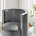 Modway - Della Performance Velvet Tissu Chaise pivotante - Gris-Base pivotante en fer revêtue en poudre