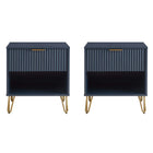 Manhattan Comfort - DUMBO Table de nuit moderne 1 tiroir 51 cm - Bleu Minuit - Lot de 2-Moderne-contemporain avec une touche de glamour - Table de nuit pour chambre et salon, lot de 2