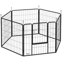 PawHut - Parc à chiens robuste 6 panneaux avec porte pour chiens de taille moyenne - 31,5 po L-Un excellent terrain de jeu et peut également servir de cloison