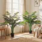 Outsunny - Palmier tropical artificiel 4 pi avec feuilles réalistes - vert - lot de 2-De la mousse PE et du sol en ciment sont inclus, rendant l'ensemble plus stable et réaliste  