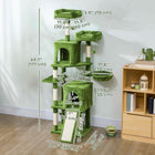 PawHut - Arbre à chat 70 po, tour à plusieurs niveaux avec 2 condos - vert-Une base large et une sangle anti-basculement assurent la stabilité pour vos chats actifs 