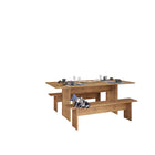 Manhattan Comfort - Ensemble de salle à manger moderne Nomad 172,5 cm - Nature - Lot de 3-Sentez le grain du bois avec la finition Protouch