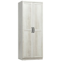 HOMCOM - Armoire de cuisine avec portes et étagères réglables - blanc vieilli-L'étagère à 5 niveaux offre beaucoup d'espace pour les casseroles, les poêles, les produits secs ou les appareils électroménagers 