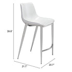 Zuo - Magnus Tabouret de comptoir - Blanc/Silver - Ensemble de 2-7