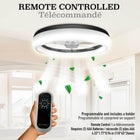 Bell+Howell - Ventilateur de plafond CannonX à profil bas de 35,5 cm (14 po) avec éclairage et télécommande - Noir-Dimensions : 14 po L x 14 po l x 5,04 po H