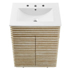 Modway - Render 24" Faux travertin Meuble de salle de bain avec lavabo - Blanc-Assemblée requise