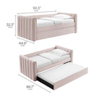 Modway - Veyla Chenal Touffé Performance Velvet Lit de jour jumelle avec Trundle, Rose-10