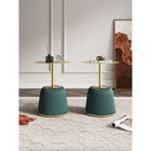 Manhattan Comfort - Lot de 2 tables d’appoint modernes Anderson 40 cm, revêtement similicuir vert-Magnifique plateau de table rond en acier doré