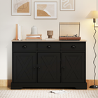 HOMCOM - Buffet style ferme 46,5 po avec portes de grange et tiroirs - noir-Peut servir de meuble TV, de meuble bar à café, de meuble de salon, de buffet de salle à manger ou de meuble d’entrée