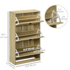 HOMCOM - Armoire à chaussures avec 3 tiroirs basculants pour 18 paires - chêne-Le revêtement en mélamine sur la surface du panneau de particules facilite le nettoyage 