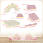 Qaba - canapé modulaire pour enfants 12 pcs, canapé sectionnel pour enfant - rose-Recouvert de flanelle douce et rempli d'une éponge dense 25D pour plus de confort
