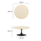 Modway - Lippa Rond de 36 po Faux travertin Table basse, Travertin noir-Socle en métal noir résistant aux éclats