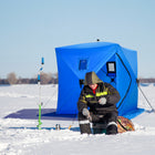 Outsunny - Tente De Pêche Sur Glace Pop-Up 2 Personnes Avec Sac De Transport- Bleu-Assez d'espace pour 2 personnes 