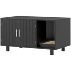 PawHut - Boîte de rangement pour litière de chat, table d’appoint avec griffoir - noir-Sert de maison pour litière pour chat, table de chevet ou table d’appoint 