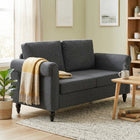 HOMCOM - Canapé loveseat avec accoudoirs courbés - gris foncé-Le rembourrage en mousse épaisse procure un confort enveloppant 