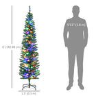 HOMCOM - Arbre de Noël artificiel de 6 pi avec lumières LED colourées-Construction de charnières, conception de section pour une installation rapide 