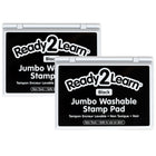 Ready 2 Learn - Tampon encreur lavable géant - Noir - 6,2 po L x 4,1 po l - Paquet de 2-Temps D'art Sans Mess - L'encre de ce tampon encreur lave la peau avec de l'eau et du savon, ce qui rend le nettoyage rapide et facile.