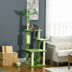 PawHut - Arbre à chat pour grands chats adultes avec hamac, tour - vert-Fabriqué avec des panneaux de particules pour un arbre à chat stable 
