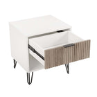 Manhattan Comfort - Table de nuit moderne DUMBO 20,07" à 1 tiroir - Blanc et gris rustique - Lot de 2-Parfait pour le rangement de chevet, les lampes ou les objets de décoration