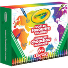 Crayola - Crayons de cire Couleurs chouchou du monde - Paquet de 64-TAILLE-CRAYON INTÉGRÉ : Laissez libre cours à votre créativité grâce au taille-crayon intégré pratique à l'arrière de la boîte