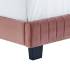 Modway - Celine Chenal Touffé Performance Velvet Lit de plateforme King, Rose poussiéreuse-Système de soutien en lattes de bois
