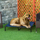PawHut - Lit pour chien surélevé pour chiens XL, intérieur/extérieur, 36 po L x 30 po l x 7 po H, bleu-Le tissu Oxford ne se déchire pas et ne se fissure pas 