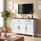HOMCOM - Buffet de style ferme 44 po avec portes à chevrons et tiroirs - blanc-Le plan de travail épaissi de 0,9 po supporte jusqu'à 44 lb pour une utilisation fiable