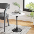Modway - Lippa Rond de 20 po Faux marbre Table d’appoint - Noir Blanc-Socle métallique résistant aux éclats