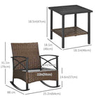 Outsunny - ensemble de 3 pièces fauteuils à bascule avec coussins rembourrés-Housses de coussins d'assise avec fermeture éclair pour un retrait facile et lavables 
